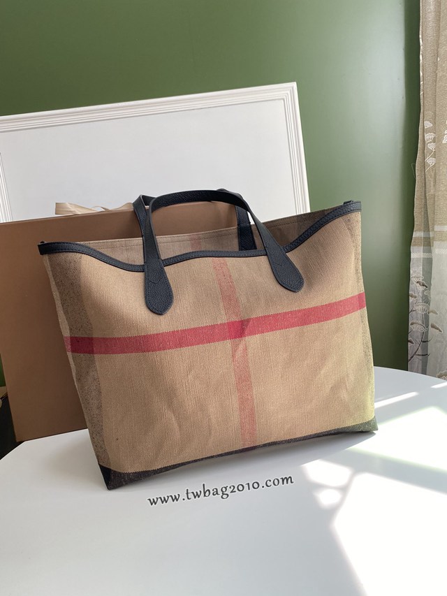Burberry專門店新款雙面兩用托特包 巴寶莉塗鴉圖案手提購物袋 yxb1361